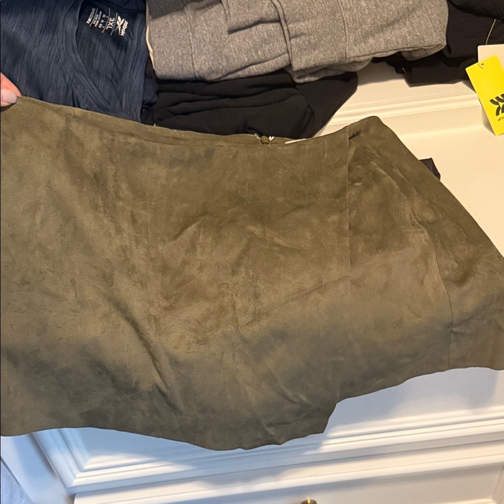 Stylish Olive Suede Skirt